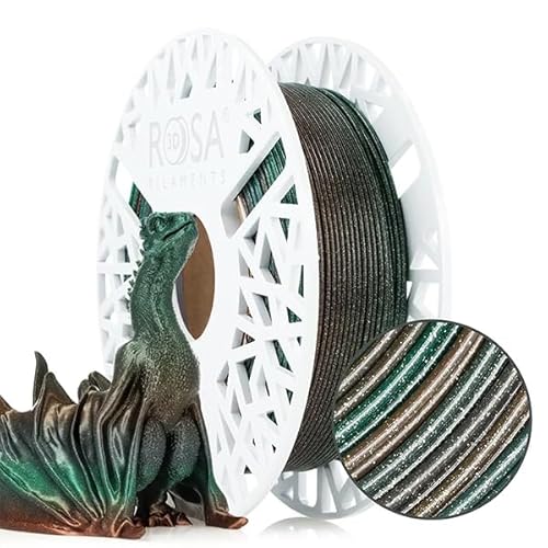 ROSA 3D PLA Galaxy Rainbow Filament 1.75 mm für 3D Drucker | Druckmaterialien mit silbernem Glitzer Bioabbaubar PLA 3D Drucker Filament | Filament 3D Printing Materials | Terra Spule 0.5 kg von ROSA 3D FILAMENTS