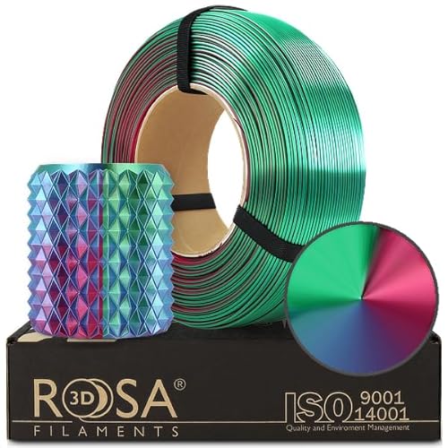 ROSA 3D PLA Magic Silk Filament 1.75 mm für 3D Drucker | Druckmaterialien Leicht Glänzend Bioabbaubar PLA 3D Drucker Filament | Filament 3D Printing Materials | Aurora Refill 1 kg von ROSA 3D FILAMENTS