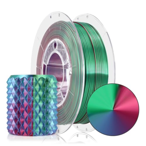 ROSA 3D PLA Magic Silk Filament 1.75 mm für 3D Drucker | Druckmaterialien Leicht Glänzend Bioabbaubar PLA 3D Drucker Filament | 3D Printing Materials | Aurora Spule 0,3 kg von ROSA 3D FILAMENTS