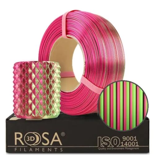 ROSA 3D PLA Magic Silk Filament 1.75 mm für 3D Drucker | Druckmaterialien Leicht Glänzend Bioabbaubar PLA 3D Drucker Filament | Filament 3D Printing Materials | Drachenfrucht Refill 1 kg von ROSA 3D FILAMENTS