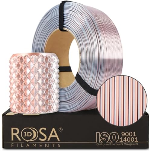ROSA 3D PLA Magic Silk Filament 1.75 mm für 3D Drucker | Druckmaterialien Leicht Glänzend Bioabbaubar PLA 3D Drucker Filament | Filament 3D Printing Materials | Glamour Refill 1 kg von ROSA 3D FILAMENTS
