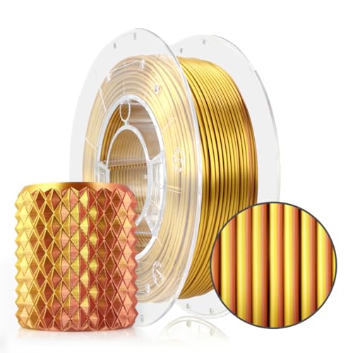 ROSA 3D PLA Magic Silk Filament 1.75 mm für 3D Drucker | Druckmaterialien Leicht Glänzend Bioabbaubar PLA 3D Drucker Filament | 3D Printing Materials | Gold Kupfer Spule 0,3 kg von ROSA 3D FILAMENTS
