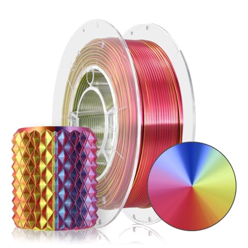 ROSA 3D PLA Magic Silk Filament 1.75 mm für 3D Drucker | Druckmaterialien Leicht Glänzend Bioabbaubar PLA 3D Drucker Filament | 3D Printing Materials | Karneval Spule 0,3 kg von ROSA 3D FILAMENTS