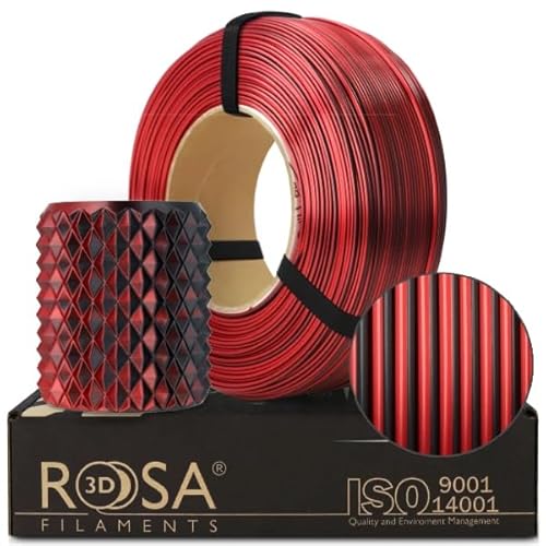 ROSA 3D PLA Magic Silk Filament 1.75 mm für 3D Drucker | Druckmaterialien Leicht Glänzend Bioabbaubar PLA 3D Drucker Filament | Filament 3D Printing Materials | Mystisch Rot Refill 1 kg von ROSA 3D FILAMENTS