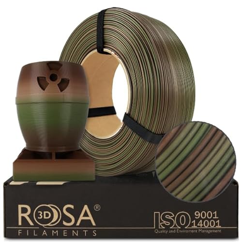 ROSA 3D PLA Multicolour Filament 1.75 mm für 3D Drucker | Druckmaterialien PLA Rainbow 3D Drucker Filament | Filament 3D Printing Materials | Armee Wald Refill 1 kg von ROSA 3D FILAMENTS