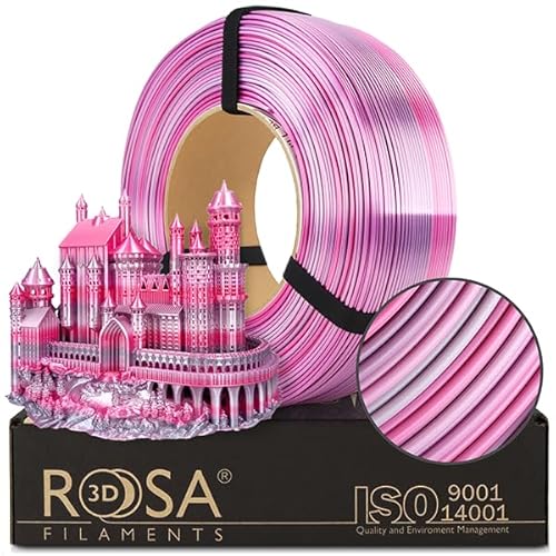 ROSA 3D PLA Multicolour Silk Filament 1.75 mm für 3D Drucker | Druckmaterialien Leicht Glänzend PLA Rainbow 3D Drucker Filament | Filament 3D Printing Materials | Blume Refill 1 kg von ROSA 3D FILAMENTS