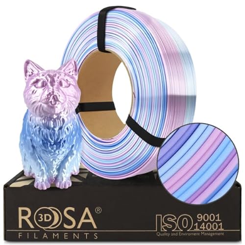 ROSA 3D PLA Multicolour Silk Filament 1.75 mm für 3D Drucker | Druckmaterialien Leicht Glänzend PLA Rainbow 3D Drucker Filament | Filament 3D Printing Materials | Bonbon Refill 1 kg von ROSA 3D FILAMENTS