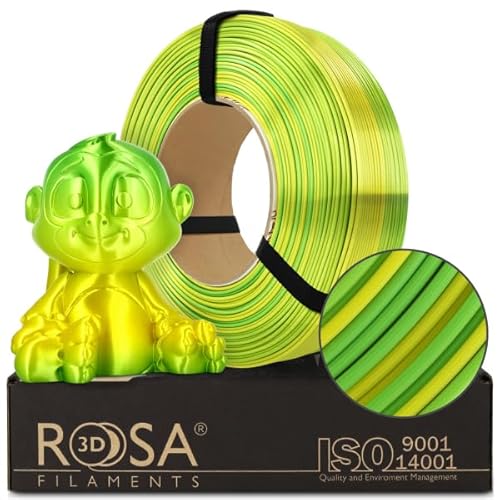 ROSA 3D PLA Multicolour Silk Filament 1.75 mm für 3D Drucker | Druckmaterialien Leicht Glänzend PLA Rainbow 3D Drucker Filament | Filament 3D Printing Materials | Dschungel Refill 1 kg von ROSA 3D FILAMENTS