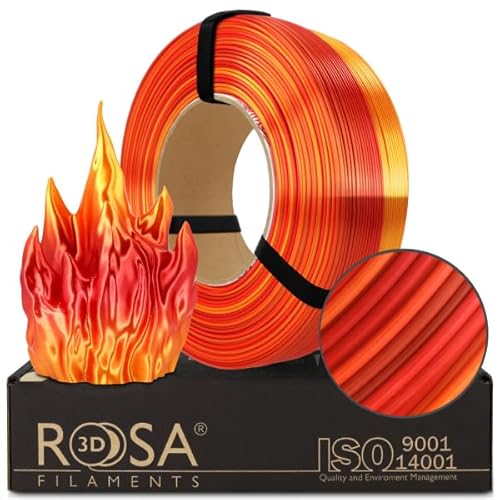 ROSA 3D PLA Multicolour Silk Filament 1.75 mm für 3D Drucker | Druckmaterialien Leicht Glänzend PLA Rainbow 3D Drucker Filament | Filament 3D Printing Materials | Feuer Refill 1 kg von ROSA 3D FILAMENTS