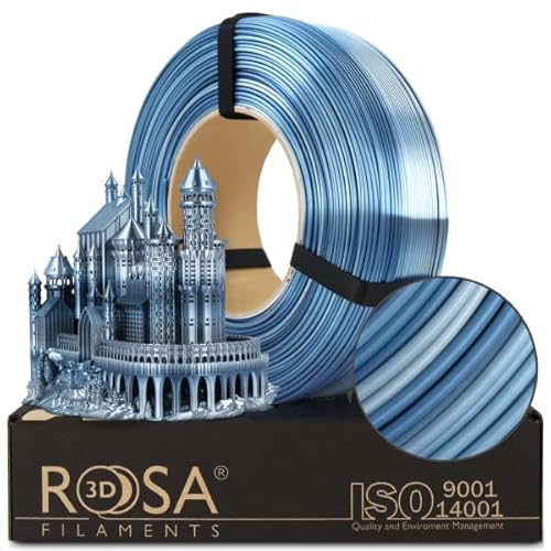 ROSA 3D PLA Multicolour Silk Filament 1.75 mm für 3D Drucker | Druckmaterialien Leicht Glänzend PLA Rainbow 3D Drucker Filament | Filament 3D Printing Materials | Pazifik Refill 1 kg von ROSA 3D FILAMENTS