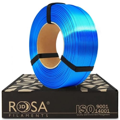 ROSA 3D PLA Silk Filament 1.75 mm für 3D Drucker | Druckmaterialien Leicht Glänzend Bioabbaubar PLA 3D Drucker Filament | Filament 3D Printing Materials | Blau Refill 1 kg von ROSA 3D FILAMENTS