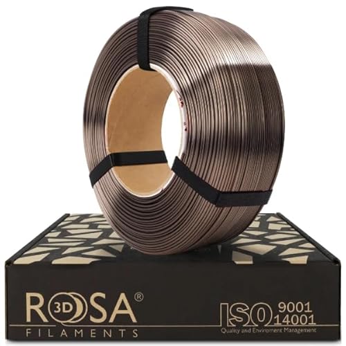 ROSA 3D PLA Silk Filament 1.75 mm für 3D Drucker | Druckmaterialien Leicht Glänzend Bioabbaubar PLA 3D Drucker Filament | Filament 3D Printing Materials | Bronze Refill 1 kg von ROSA 3D FILAMENTS
