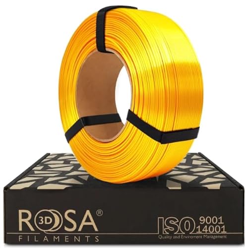 ROSA 3D PLA Silk Filament 1.75 mm für 3D Drucker | Druckmaterialien Leicht Glänzend Bioabbaubar PLA 3D Drucker Filament | Filament 3D Printing Materials | Gelb Refill 1 kg von ROSA 3D FILAMENTS