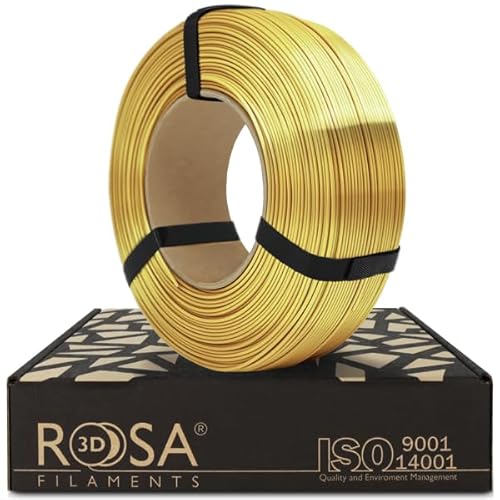 ROSA 3D PLA Silk Filament 1.75 mm für 3D Drucker | Druckmaterialien Leicht Glänzend Bioabbaubar PLA 3D Drucker Filament | Filament 3D Printing Materials | Gold Refill 1 kg von ROSA 3D FILAMENTS