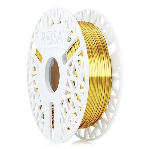 ROSA 3D PLA Silk Filament 1.75 mm für 3D Drucker | Druckmaterialien Leicht Glänzend Bioabbaubar PLA 3D Drucker Filament | 3D Printing Materials | Gold Spule 0,5 kg von ROSA 3D FILAMENTS
