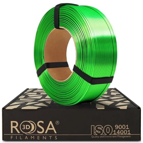 ROSA 3D PLA Silk Filament 1.75 mm für 3D Drucker | Druckmaterialien Leicht Glänzend Bioabbaubar PLA 3D Drucker Filament | 3D Printing Materials | Grün Refill 1 kg von ROSA 3D FILAMENTS