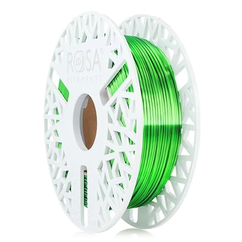 ROSA 3D PLA Silk Filament 1.75 mm für 3D Drucker | Druckmaterialien Leicht Glänzend Bioabbaubar PLA 3D Drucker Filament | Filament 3D Printing Materials | Grün Spule 0,5 kg von ROSA 3D FILAMENTS