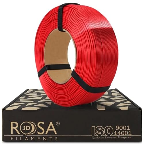 ROSA 3D PLA Silk Filament 1.75 mm für 3D Drucker | Druckmaterialien Leicht Glänzend Bioabbaubar PLA 3D Drucker Filament | Filament 3D Printing Materials | Rot Refill 1 kg von ROSA 3D FILAMENTS