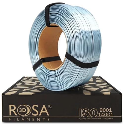 ROSA 3D PLA Silk Filament 1.75 mm für 3D Drucker | Druckmaterialien Leicht Glänzend Bioabbaubar PLA 3D Drucker Filament | Filament 3D Printing Materials | Silber Refill 1 kg von ROSA 3D FILAMENTS