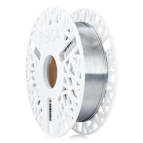 ROSA 3D PLA Silk Filament 1.75 mm für 3D Drucker | Druckmaterialien Leicht Glänzend Bioabbaubar PLA 3D Drucker Filament | 3D Printing Materials | Silber Spule 0,5 kg von ROSA 3D FILAMENTS