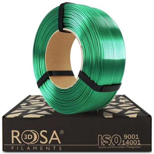 ROSA 3D PLA Silk Filament 1.75 mm für 3D Drucker | Druckmaterialien Leicht Glänzend Bioabbaubar PLA 3D Drucker Filament | Filament 3D Printing Materials | Smaragdgrun Refill 1 kg von ROSA 3D FILAMENTS