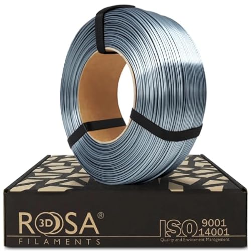 ROSA 3D PLA Silk Filament 1.75 mm für 3D Drucker | Druckmaterialien Leicht Glänzend Bioabbaubar PLA 3D Drucker Filament | 3D Printing Materials | Stahl Refill 1 kg von ROSA 3D FILAMENTS