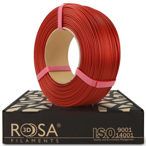 ROSA 3D PLA Starter Filament 1.75 mm für 3D Drucker | Druckmaterialien Leicht Glänzend Bioabbaubar PLA 3D Drucker Filament | Filament 3D Printing Materials | Rot Jaspis Satin Refill 1 kg von ROSA 3D FILAMENTS