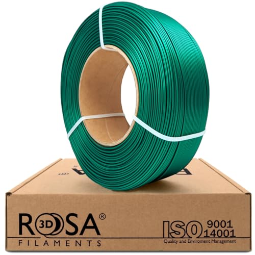 ROSA 3D PLA Starter Filament 1.75 mm für 3D Drucker | Druckmaterialien Leicht Glänzend Bioabbaubar PLA 3D Drucker Filament | Filament 3D Printing Materials | Smaragdgrün Satin Refill 1 kg von ROSA 3D FILAMENTS
