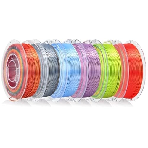 ROSA 3D Set PLA Multicolour Silk Filament 1.75 mm für 3D Drucker | Druckmaterialien Leicht Glänzend PLA Rainbow 3D Drucker Filament | 3D Printing Materials | 6 Farben x 0,35 kg Spulen von ROSA 3D FILAMENTS
