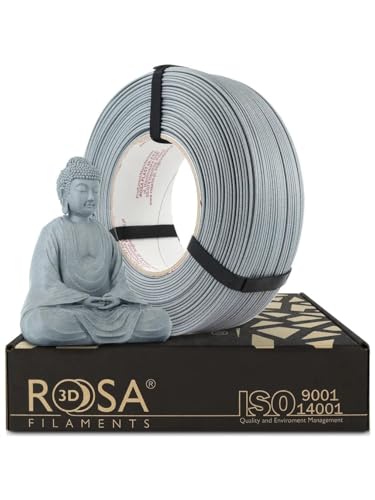 ROSA PLA CF Filament 1.75 mm für 3D Drucker - PLA Filament mit Carbon Fiber - Grau mit Matt Finish - 3D Printing Materials für Dekorobjekte - Refill 1 kg Stone Cold Gray von ROSA 3D FILAMENTS