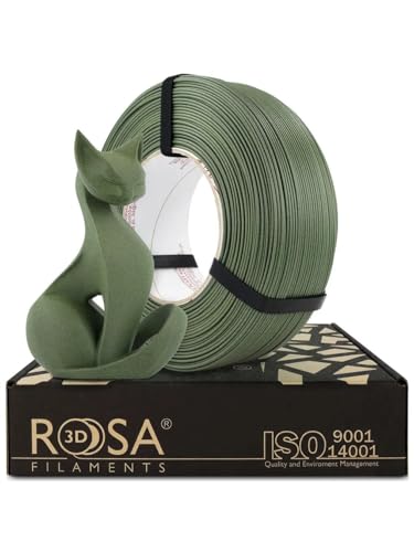 ROSA PLA CF Filament 1.75 mm für 3D Drucker - PLA Filament mit Carbon Fiber - Grün mit Matt Finish - 3D Printing Materials für Dekorobjekte - Refill 1 kg Olive Green von ROSA 3D FILAMENTS