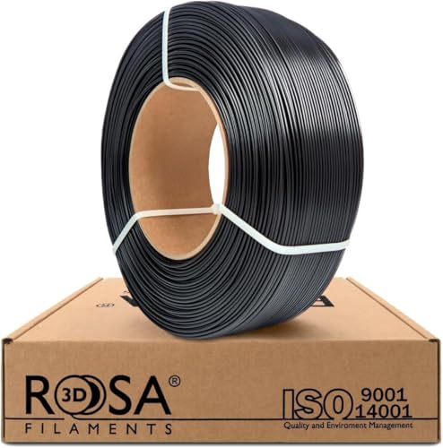 ROSA 3D PLA Starter Filament 1.75 mm für 3D Drucker | Druckmaterialien Leicht Glänzend Bioabbaubar PLA 3D Drucker Filament | 3D Printing Materials | Schwarz Refill 1 kg von ROSA 3D FILAMENTS
