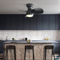 23-Zoll-Deckenventilator fürs Schlafzimmer, mit 3-farbiger dimmbarer led (18 w), 3 ABS-Flügeln, Gleichstrommotor, 6 Geschwindigkeiten, Zeitfunktion, von ROSAHQNDA