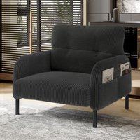 Einzelsessel,Einzelsofa,mit Seitentasche,Polsterstuhl,Stahlrohrgestell,Tiefsee,Stuhl für Wohnzimmer,Schlafzimmer,Büro,Grau von ROSAHQNDA