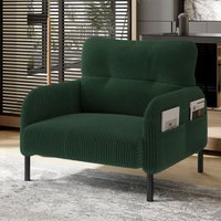 Einzelsessel,Einzelsofa,mit Seitentasche,Polsterstuhl,Stahlrohrgestell,Tiefsee,Stuhl für Wohnzimmer,Schlafzimmer,Büro,Grün von ROSAHQNDA