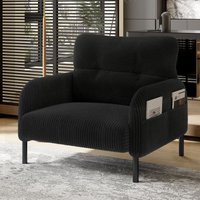 Einzelsessel,Einzelsofa,mit Seitentasche,Polsterstuhl,Stahlrohrgestell,Tiefsee,Stuhl für Wohnzimmer,Schlafzimmer,Büro,Schwarz von ROSAHQNDA