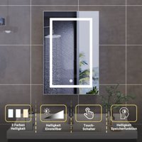 Intelligenter Badezimmer-Spiegelschrank mit LED-Beleuchtung, Einzeltür, Speichermodus, einstellbarer Beleuchtung, an der Wand montierte Wandschränke von ROSAHQNDA