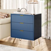 Marineblaue Kommode, 3 Schubladen, Schubladenschrank, Schließfächer, Beistelltisch für Wohnzimmer, Flur oder Diele, Schlafzimmerschrank, 60L x 40B x Marineblaue Kommode, 3 Schubladen, Schubladenschrank, Schließfächer, Beistelltisch für Wohnzimmer, Flur oder Diele, Schlafzimmerschrank, 60L x 40B x von ROSAHQNDA