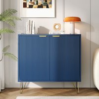 Marineblauer Schrank, Sideboard aus Holz mit 2 Türen, Buffetschrank, Mehrzweckschrank, Schließfächer für Küche, Wohnzimmer, Flur, Schlafzimmer, 80L x von ROSAHQNDA