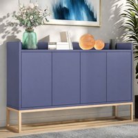 Minimalistisches Sideboard mit 4 Türen, Küchenschränke, verstellbare Regale, Lagerschrank, griffloser Buffetschrank für Esszimmer, Wohnzimmer, Blau von ROSAHQNDA
