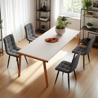Rosahqnda - 4er Set Esszimmerstühle, Dunkelgrau, 4er Set Polsterstühle Designstühle mit Rückenlehne, Leinensitzfläche, Metallgestell Rosahqnda - 4er Set Esszimmerstühle, Dunkelgrau, 4er Set Polsterstühle Designstühle mit Rückenlehne, Leinensitzfläche, Metallgestell von ROSAHQNDA