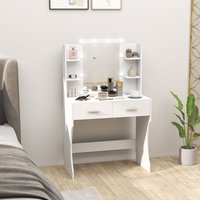 Rosahqnda - Schminktisch mit Spiegel und dimmbaren LED-Lampen, Schubladen, Regale, Weiß Rosahqnda - Schminktisch mit Spiegel und dimmbaren LED-Lampen, Schubladen, Regale, Weiß von ROSAHQNDA