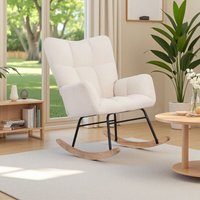 Schaukelstuhl,Lammwolle,Relaxsessel,Schaukelstuhl,Wohnzimmerstuhl,Loungesessel für Schlafzimmer und Balkon,Beige von ROSAHQNDA