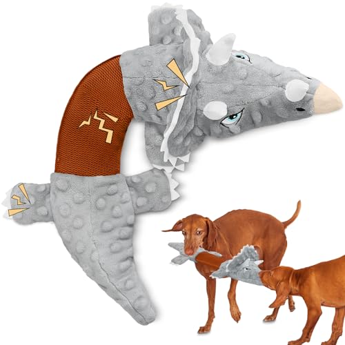 ROSAUI Hundespielzeug für große Hunde, großes interaktives Hundespielzeug, quietschendes Hundespielzeug Triceratops, Plüsch Hunde Spielzeug für kleine, mittlere und große Hunde. ROSAUI Hundespielzeug für große Hunde, großes interaktives Hundespielzeug, quietschendes Hundespielzeug Triceratops, Plüsch Hunde Spielzeug für kleine, mittlere und große Hunde. von ROSAUI