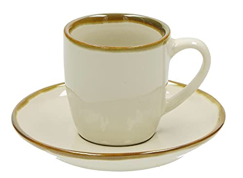 ROSE & TULIPANI MILANO Espressotasse mit Untertasse Set Steingut Bunt Concerto AVORIO Ivory Mediterran Italien Retro Style 90 ml von ROSE & TULIPANI MILANO