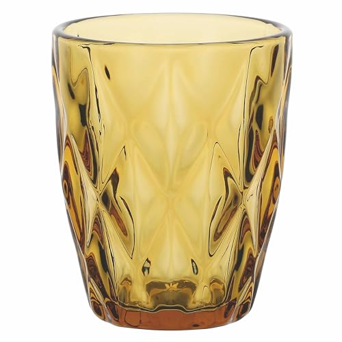ROSE & TULIPANI MILANO Vintage Wasserglas AMBER DIAMOND TUMBLER BERNSTEIN 270 ml Saftglas Longdrinkglas Unitable italienisch von ROSE & TULIPANI MILANO