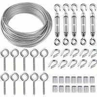 Rose - gabrielle 30 m/2 mm Edelstahl-Drahtseil-Set mit robustem M5-Drahtspanner, Zaundraht-Rollen-Set, Kabelleitplanken-Set, Gartendrahtspanner für von ROSE