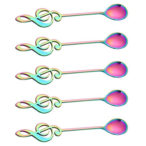 Kaffeelöffel Edelstahl Löffel Set, Teelöffel 5 Stück Dessertlöffel Bunte Dessert Spoons Joghurtlöffel, Teaspoons Kaffee Latte Löffel Kleine Zuhause Löffel für Nachmittagstee von ROSEBEAR