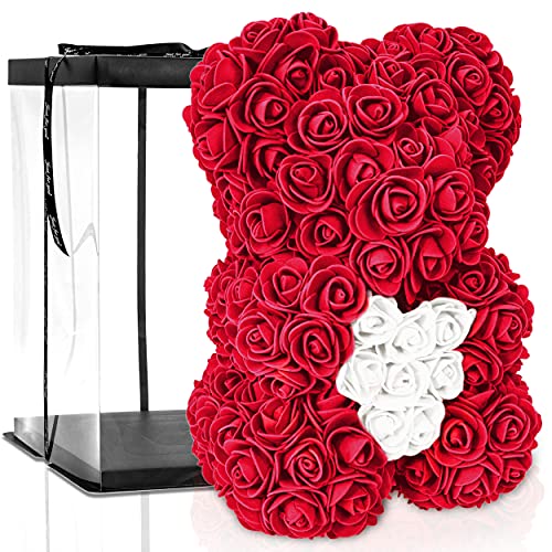 ROSEBEAR Blumenbär mit Geschenkbox - Teddy aus ewigen Rosen - Geschenk für Ihn & Sie zum Jahrestag Geburtstag Muttertag Hochzeitsta von ROSEBEAR