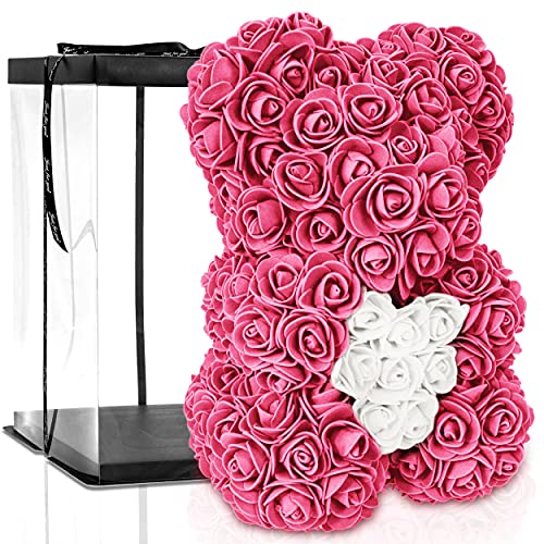 ROSEBEAR Blumenbär mit Geschenkbox - Teddy aus ewigen Rosen - Geschenk für Ihn & Sie zum Jahrestag Geburtstag Muttertag von ROSEBEAR